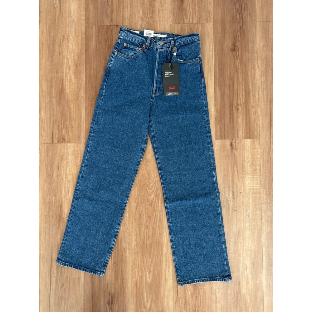 Levis Premium Ribcage Straight Ankle Jeans Medium Wash Blue 72693-0011 Size 27